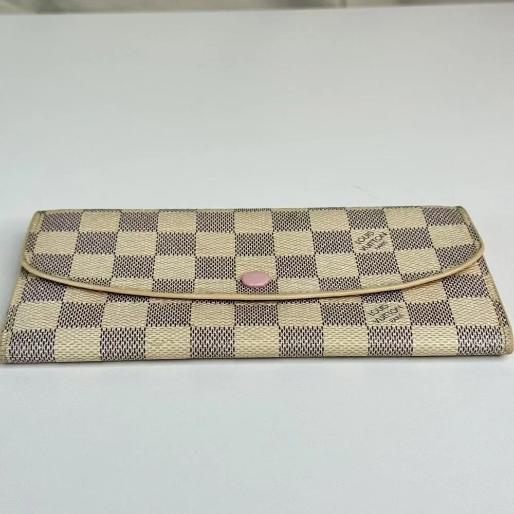Louis Vuitton Emilie Wallet Damier Azur with Pink Interior